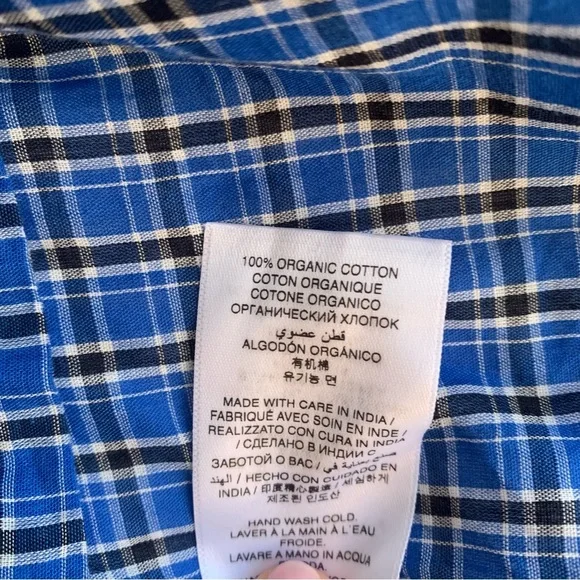 NWT Doen Ischia Cotton Voile Smocked Midi Maxi Dress Cassis Check Blue Plaid - Picture 14 of 16